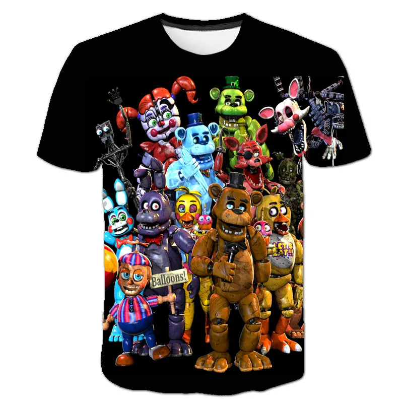 

3D Five Nights At Freddy T-Shirts High Quality Children T Shirt Boys/Girls Clothes Kid's T Shirt Kpop FNAT Cartoon Anime 4T-14T