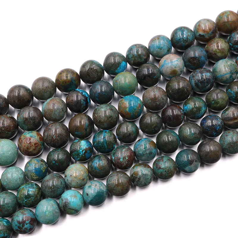 

Natural chrysocolla stone beads smooth round needlework loose charm Bead For Jewelry Making DIY women Bracelet Necklace