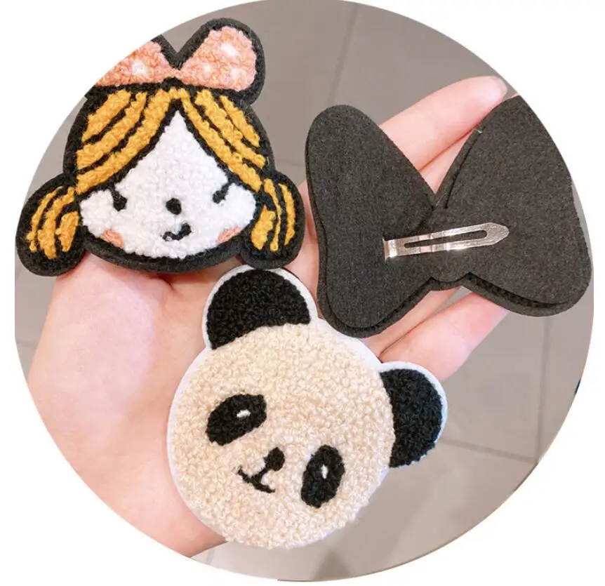 2/3/5pcs/Pack Panda Flowers Girls Hair Clips Plush Hiair Bows Bunny Side Hairpin Barrettes Kids Hair Accessories Headdress