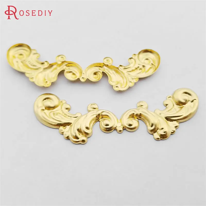 

(E897)20 pieces 62x21mm Not color Brass Decorative Spacer Stereo Flower Border Diy Jewelry Findings Accessories Wholesale