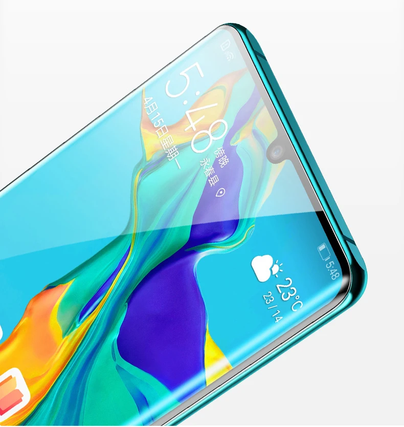 Жидкое закаленное стекло 100D с УФ клеем для Huawei P30 Pro защитная пленка экрана