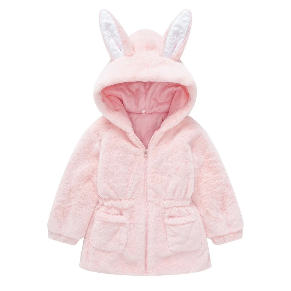 

Fashion Hot-Selling Keep Warm Girls' For Fleece Child Zipper Hooded Jacket 2021 New Winter Faux Fur Jacket 2 -6 Year Old