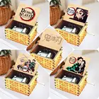 Музыкальная шкатулка Tanjirou Nezuko Kimetsu No Yaiba для косплея, аниме, деревянная музыкальная шкатулка с рукояткой, подарок на день рождения и Рождество