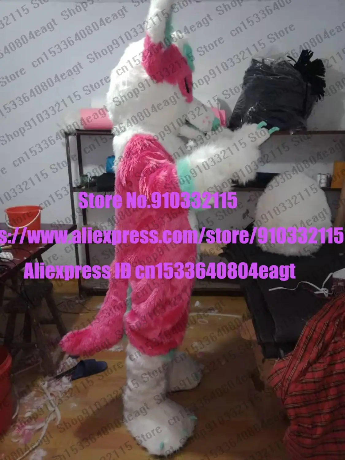 Длинный Меховой Лисий розовый хаски собака Волк Талисман меховой костюм для