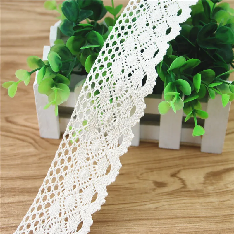 Хлопковая кружевная отделка 50 мм цвет слоновой кости белая ткань Швейные