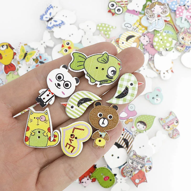 30pc Mixed Animals Wooden Buttons For Sewing Cloth Scrapbooking Crafts Plastic DIY Baby Clothing Accessories Decoration | Дом и сад