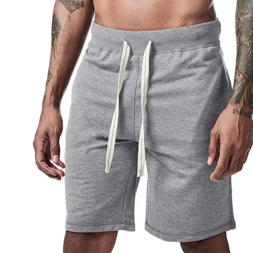 

Fashion Summer New Beach Shorts Solid Color Drawstring Men Loose Pockets All Match Short Pants for Fitness