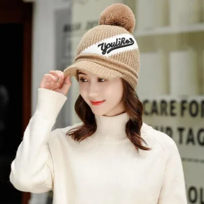 Шапки Skullies, зимняя шапка, комплект, шарф для девочек, шапки Gorras, вязаная шапка, женская теплая шапка, шапки для женщин, шапочки, шапки - Цвет: Single cap khaki