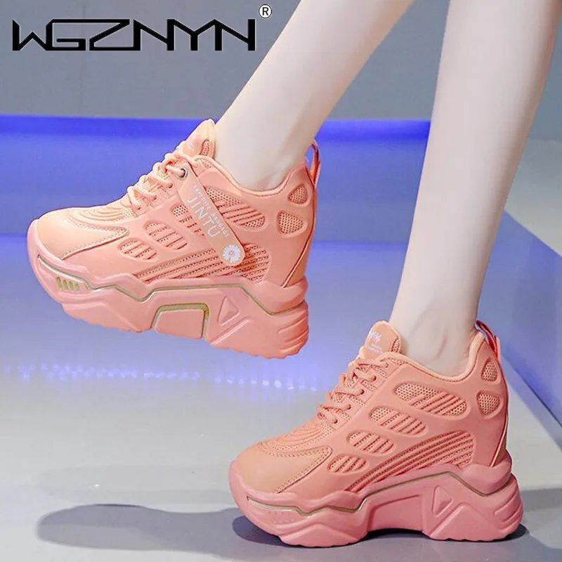

Women's Chunky Sneaker Spring Women Platform Trainers Casual Women Mesh Breathable Dad Shoes Ladies Internal Increase Shoes 2020