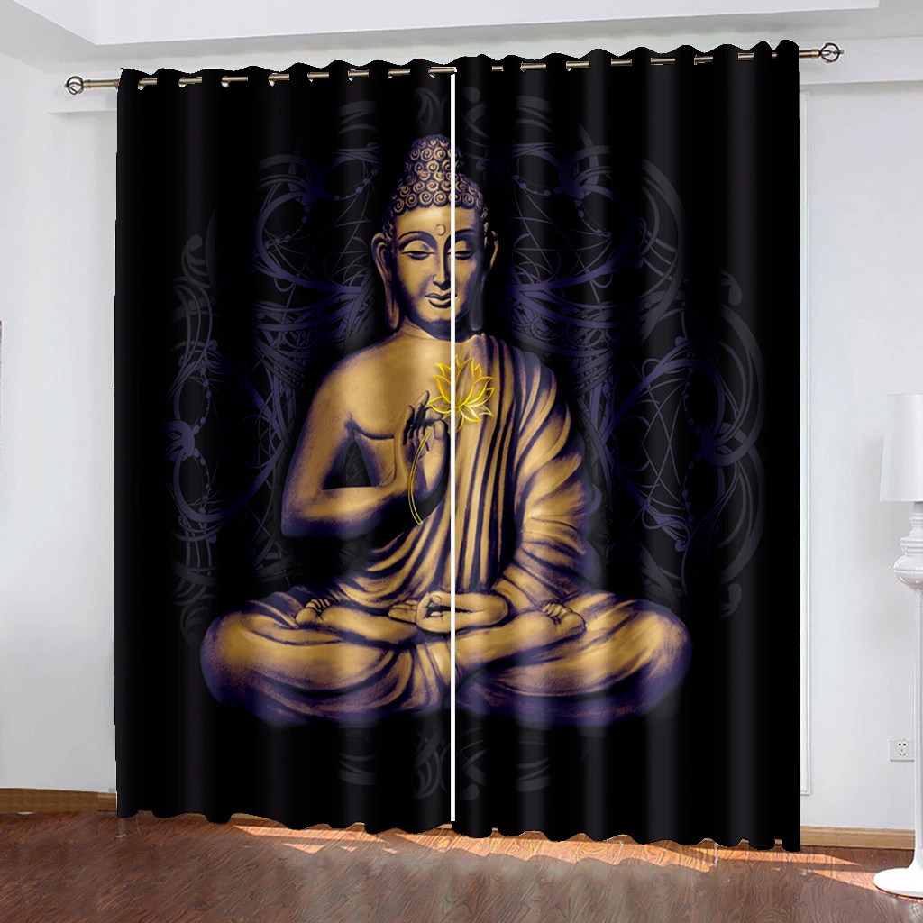 

Home Decoration Grommet curtains Elephant Figure Living Room Bedroom Decoration Curtains Black Silk Cloth Shading Rate 90%