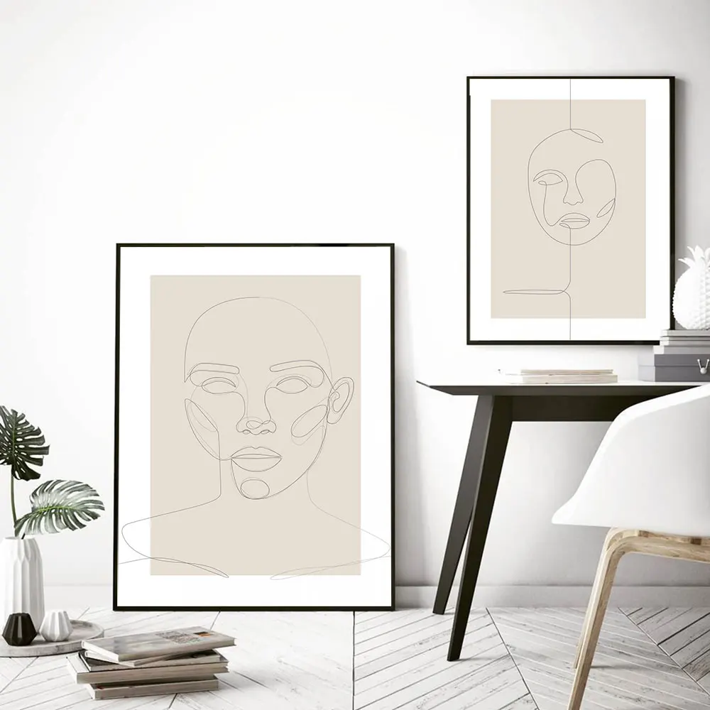 

Boho Abstract Woman Face Poster Minimalist Canvas Painting Nordic Line Art Print Modern Wall Picture For Living Room Home Decor