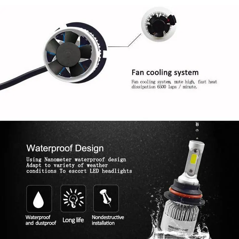 

1Pc 9005 H4 Led Car Headlights 12V 36W Universal Car LED Bulbs Fog Lights 3800LM Wireless For Audi Toyota Honda