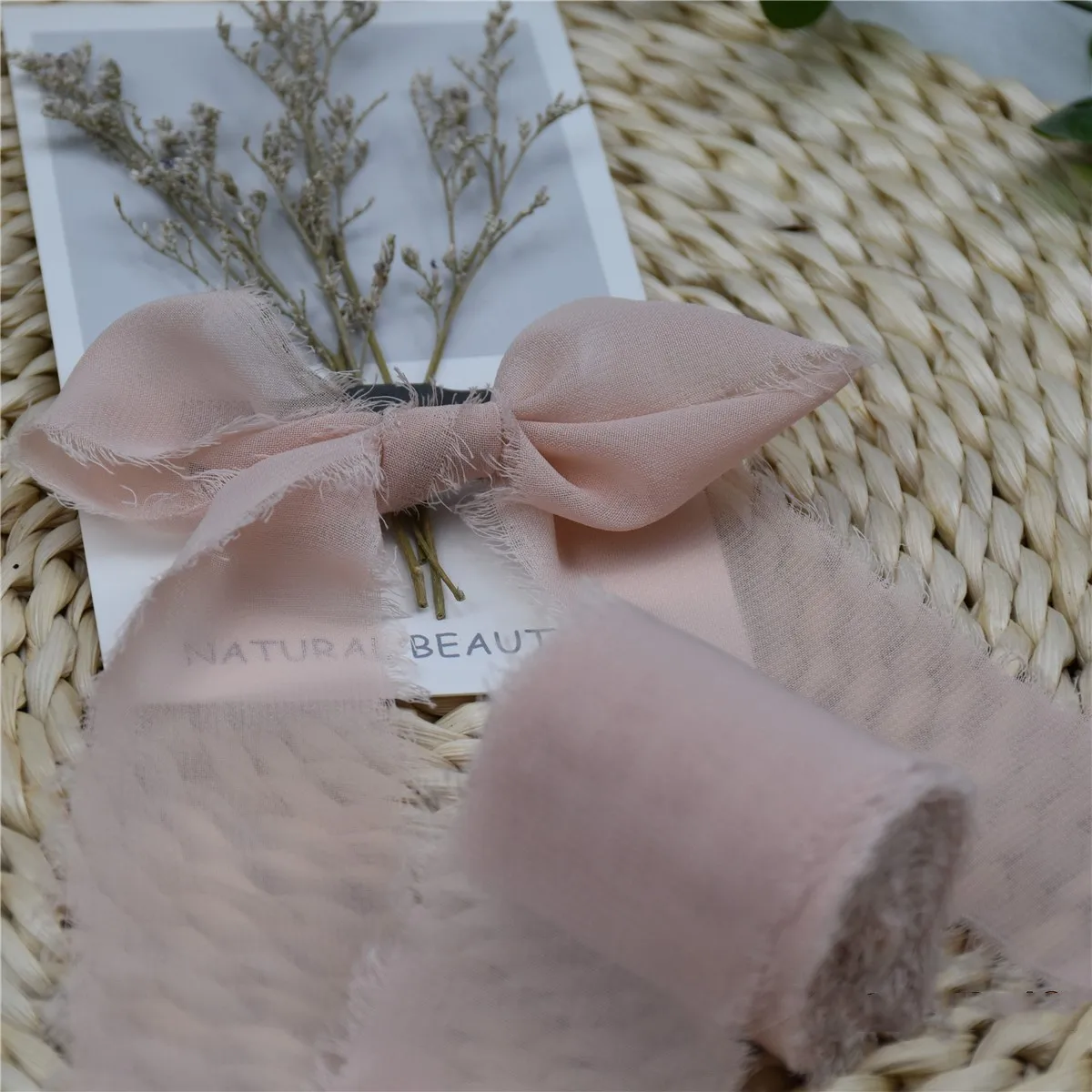 Ручная работа 4 шт. см x 5 м шелковая шифоновая лента с бахромой изношенными краями