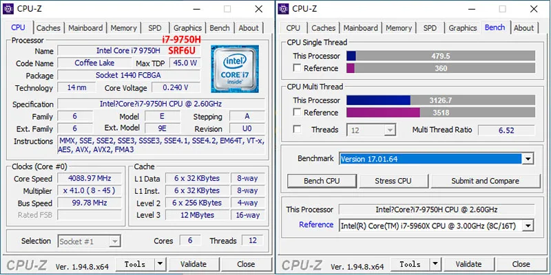 Процессор intel I7 9750H SRF6U процессор 9TH COFFEE LAKE без примечаний модифицированный ЦП 2 6