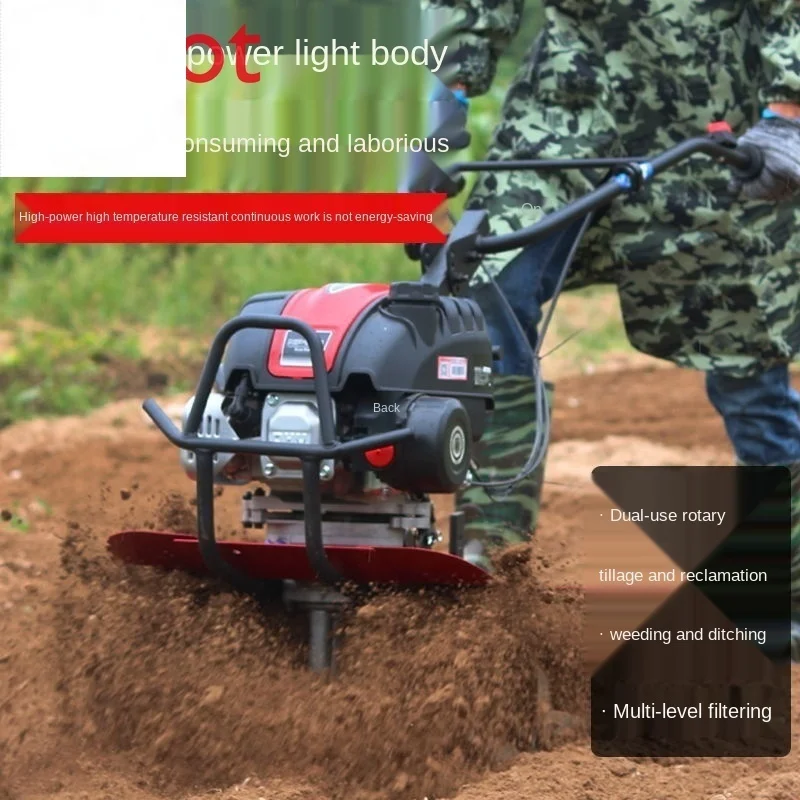 Cultivador rotativo agr&iacute;cola multifuncional, peque&ntilde;o cultivador rotativo de alta calidad, motor de gasolina, nuevo tipo-4