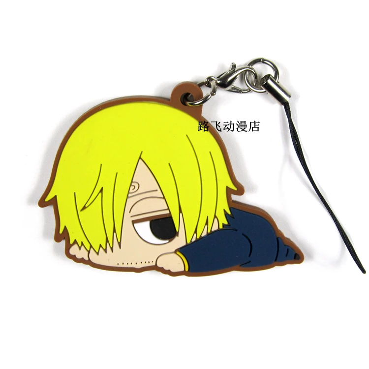Action Figure One Piece keychain Anime Model Luffy Sanji Mobile Phone School Bag Rubber Keychain Pendant Christmas Toys Gifts | Игрушки и