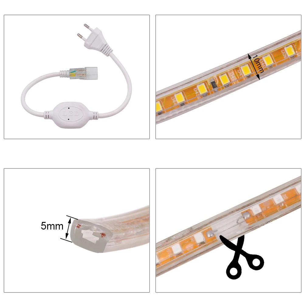 2835 SMD Светодиодная лента 220 в 240 120 светодиодный Диодная лампа s/m с европейской
