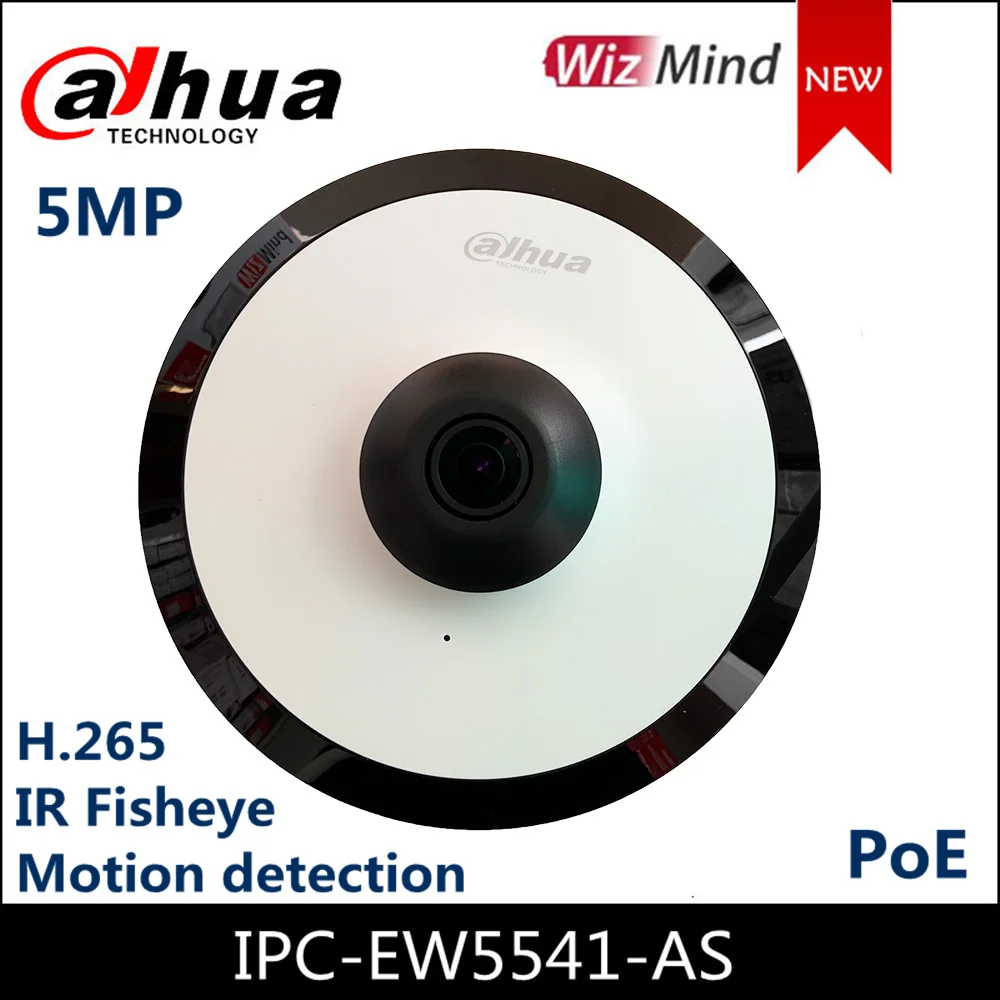 

Dahua 5MP WizMind IR Fisheye Network Camera IPC-EW5541-AS H.265 Day Night Vision Support POE SD Card Built-in MIC