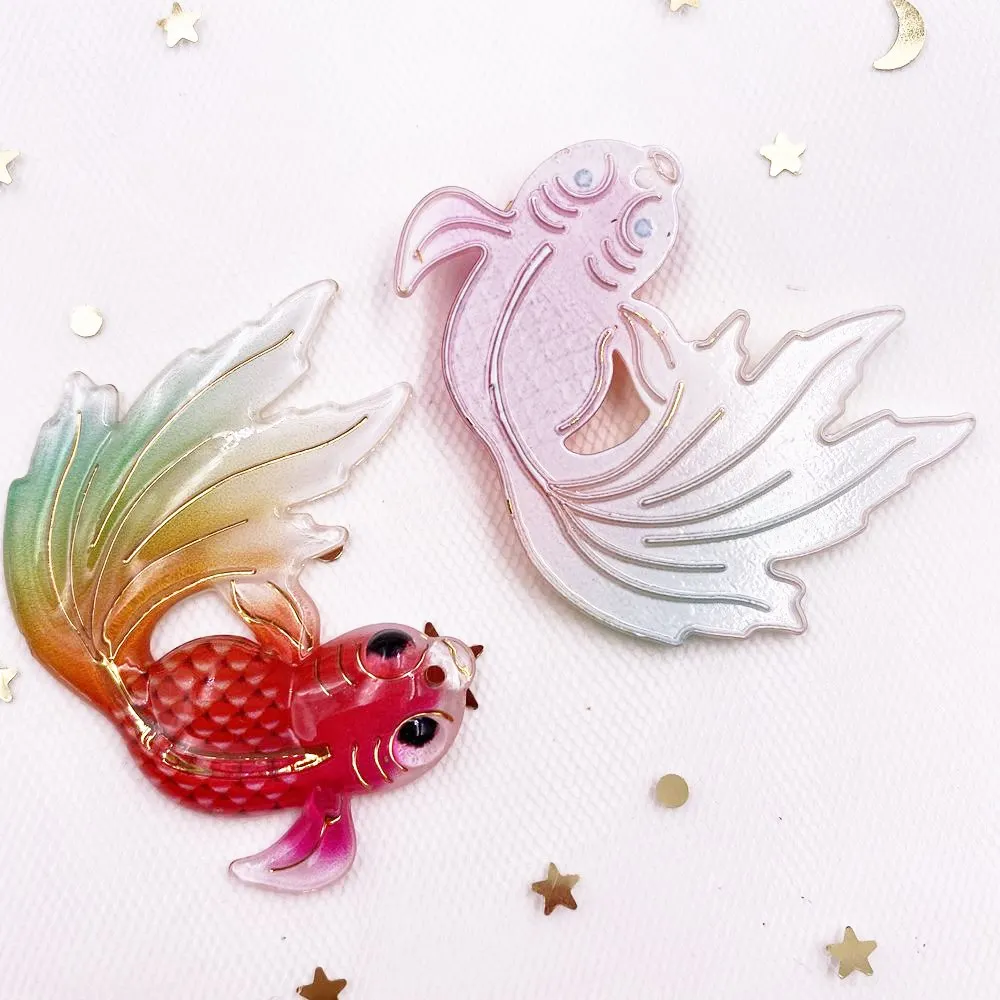 Новинка 8 шт. Смола блестящие красочные большие золотые рыбки плоские стразы для