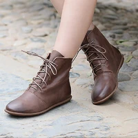 oxfords for women lace up flat sole ankle boots handmade leather martin boots blackbrown