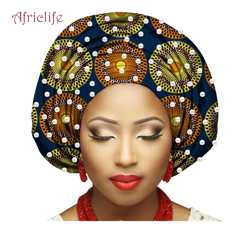 Шарфы с бусинами африканские бусины тюрбан головной убор нигерийский 100% хлопок
