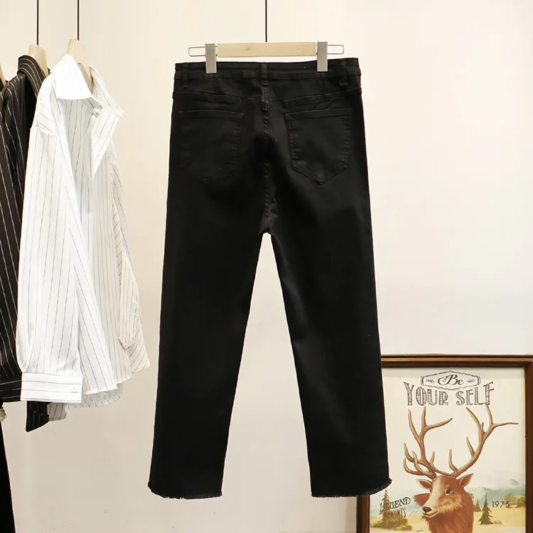 Женские джинсы весенние женские прямые брюки с высокой талией джинсовые