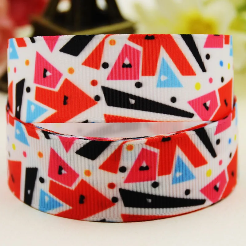 

22mm 25mm 38mm 75mm Geometric pattern cartoon printed Grosgrain Ribbon party decoration 10 Yards X-04803