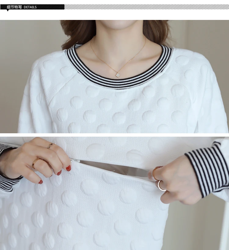 New Winter Round Collar Postpartum Women Fleece Lactation Dress Long High-Low Zipper Fly Maternity Breastfeeding Dress Cute