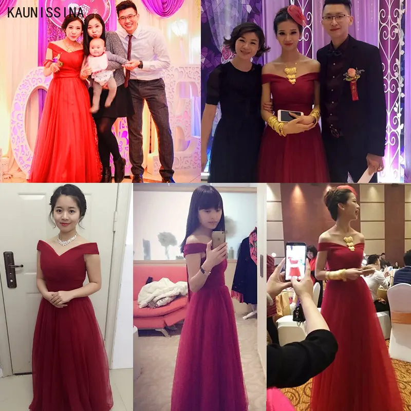 

KAUNISSINA Sexy Off the Shoulder Evening Dresses Long Tulle A-Line Evening Party Dress Women Elegant Formal Occasion Prom Gowns