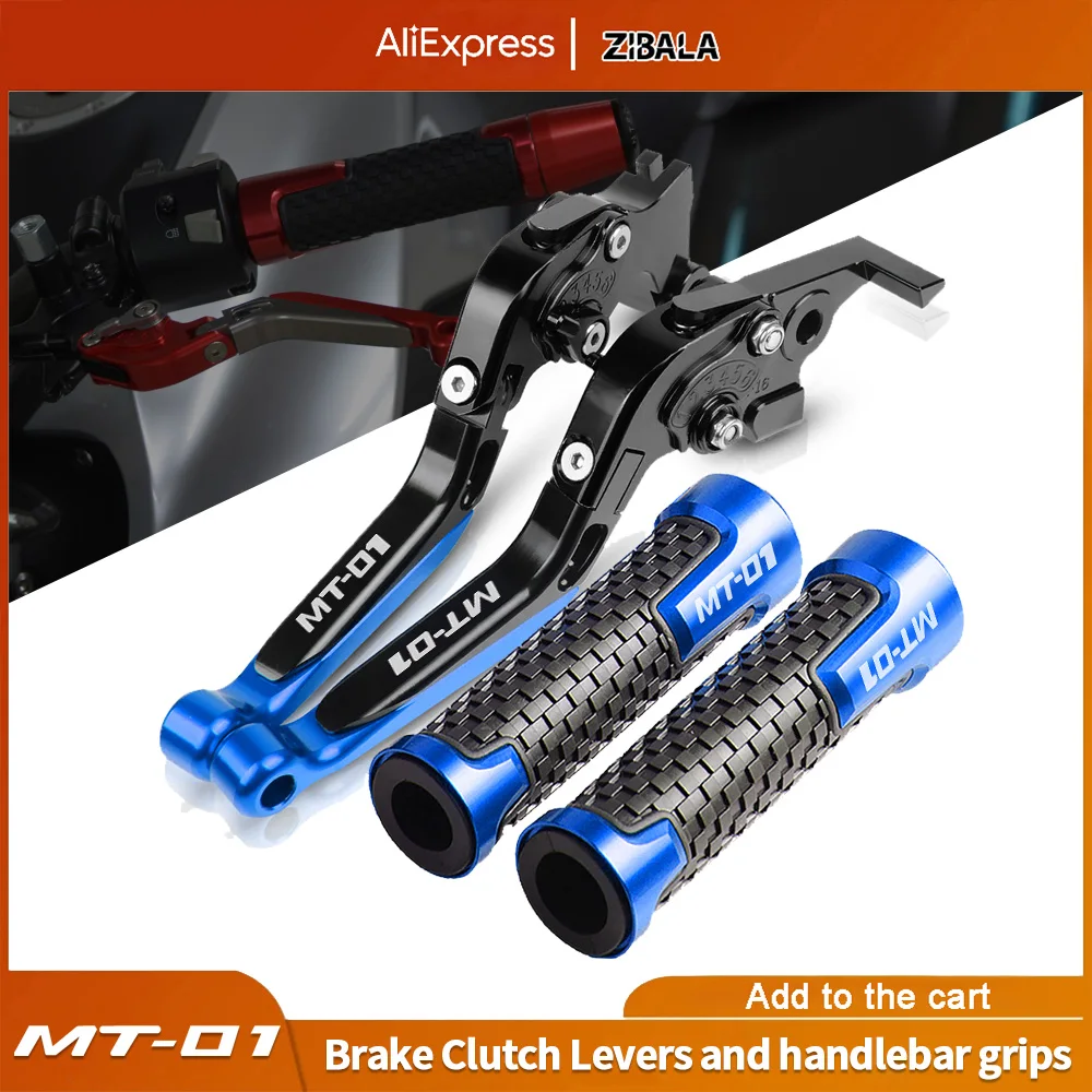 

Motorcycle Accessories Folding Extendable Brake Clutch Levers and handlebar grips FOR Yamaha MT01 MT 01 2004-2006 207 2008 2009