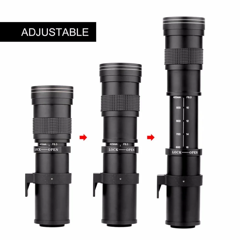 420-800mm f/8,3-16 телеобъектив для цифровых зеркальных фотокамер Nikon Т-образная оправа телескопического Камера D7200 D5300 D5200 D3300 D3200 D3000 D7100 D7000