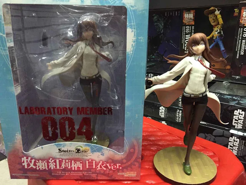 Фигурку Makise Kurisu Steins Gate 21 см белое пальто Ver ACGN кукла подарки из ПВХ игрушки Brinquedos