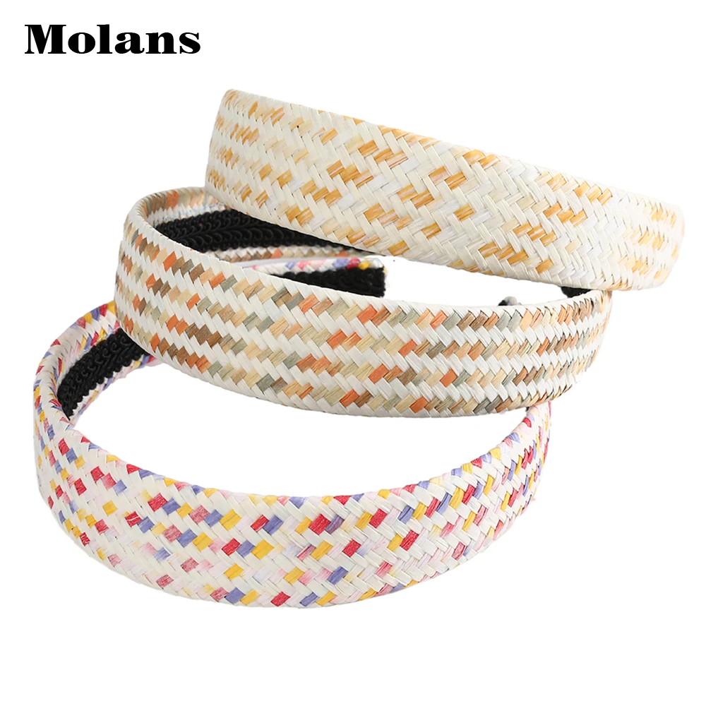 

Плетеная повязка на голову Molans, повязка на голову, повязка на голову, головной убор для девочек, цветной горошек, простой широкий ободок для ...