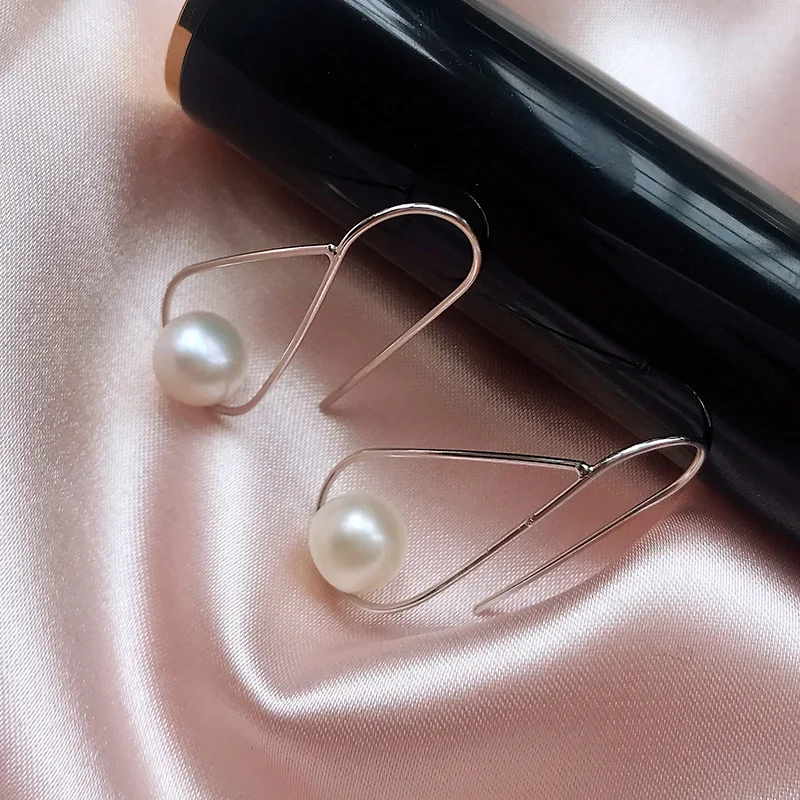 100% натуральный пресноводный жемчуг твердые серебряные серьги капли для женщин