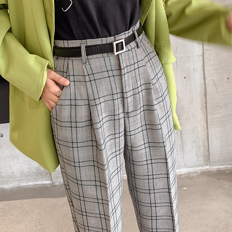 Женские брюки-карандаш Mozuleva повседневные клетчатые брюки до щиколотки с высокой