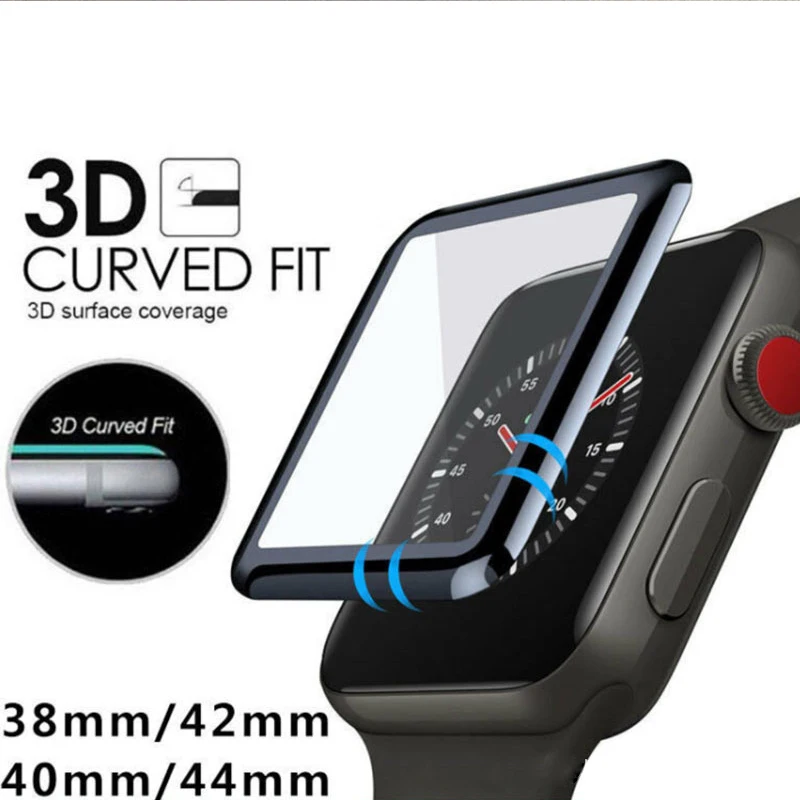 3D поверхность из закаленного стекла для Apple Watch 4 3 2 1 Защитная пленка с полным