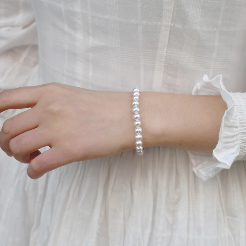 Женский жемчужный браслет ASHIQI эластичный из натурального пресноводного жемчуга