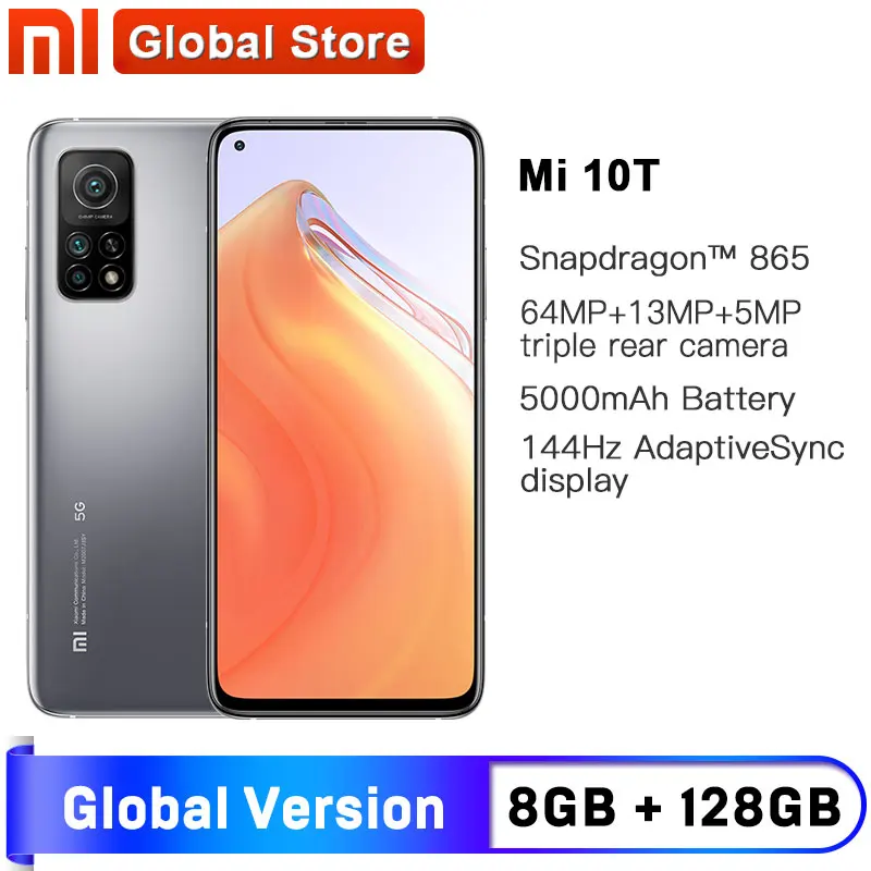 Глобальная версия смартфона Xiaomi Mi 10 T 5G 8 Гб 128 ГБ т Snapdragon 865 NFC 144 Гц 6 67 &quotDotDisplay 64MP AI