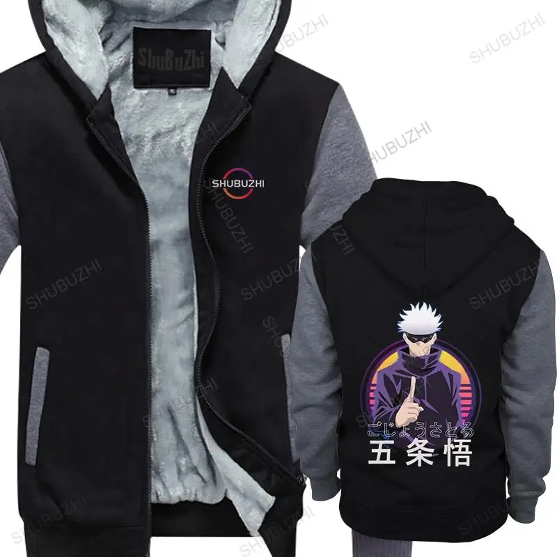 

Retrowave Jujutsu Kaisen Satoru Gojou hoodies Men Cotton long sleeve Urban fleece long Sleeve Anime Manga Fitted Clothing Gift