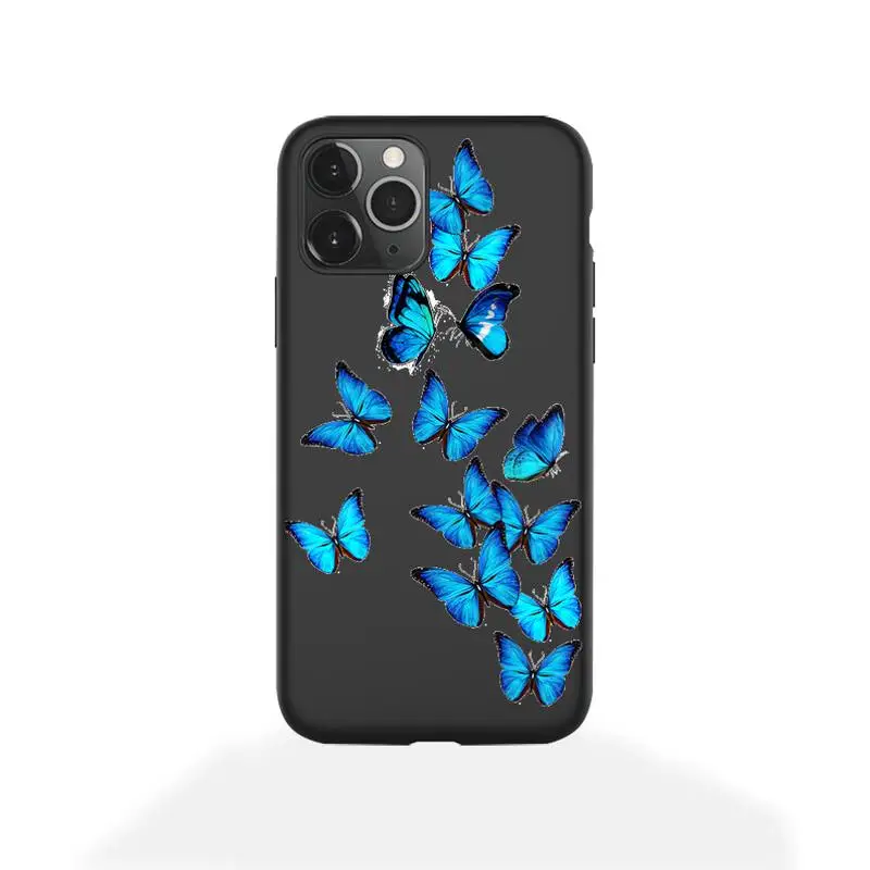 beauty blue butterfly phone case for iphone 12 pro max mini 11 pro xs max 8 7 6 6s plus x 5s se 2020 xr case free global shipping