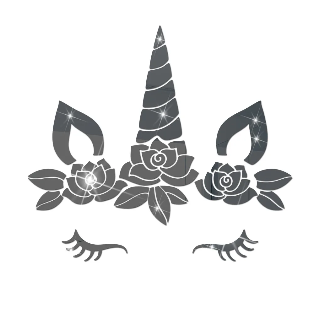 Зеркальная настенная акриловая наклейка в виде единорога 3D Самоклеящиеся