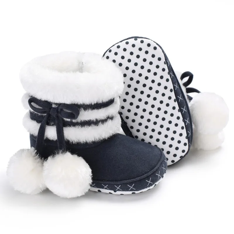 

2018 Newborn Baby Bowknot Snow Boots Soft Crib Shoes Toddler Warm Fleece Boots