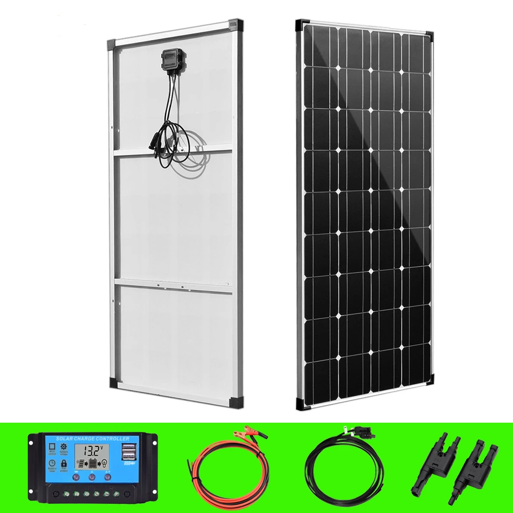 200W Solar Panel Kit Complete 18V High-efficiency Monocrystalline Silicon Cells Households RVs PV System Power Generation | Электроника