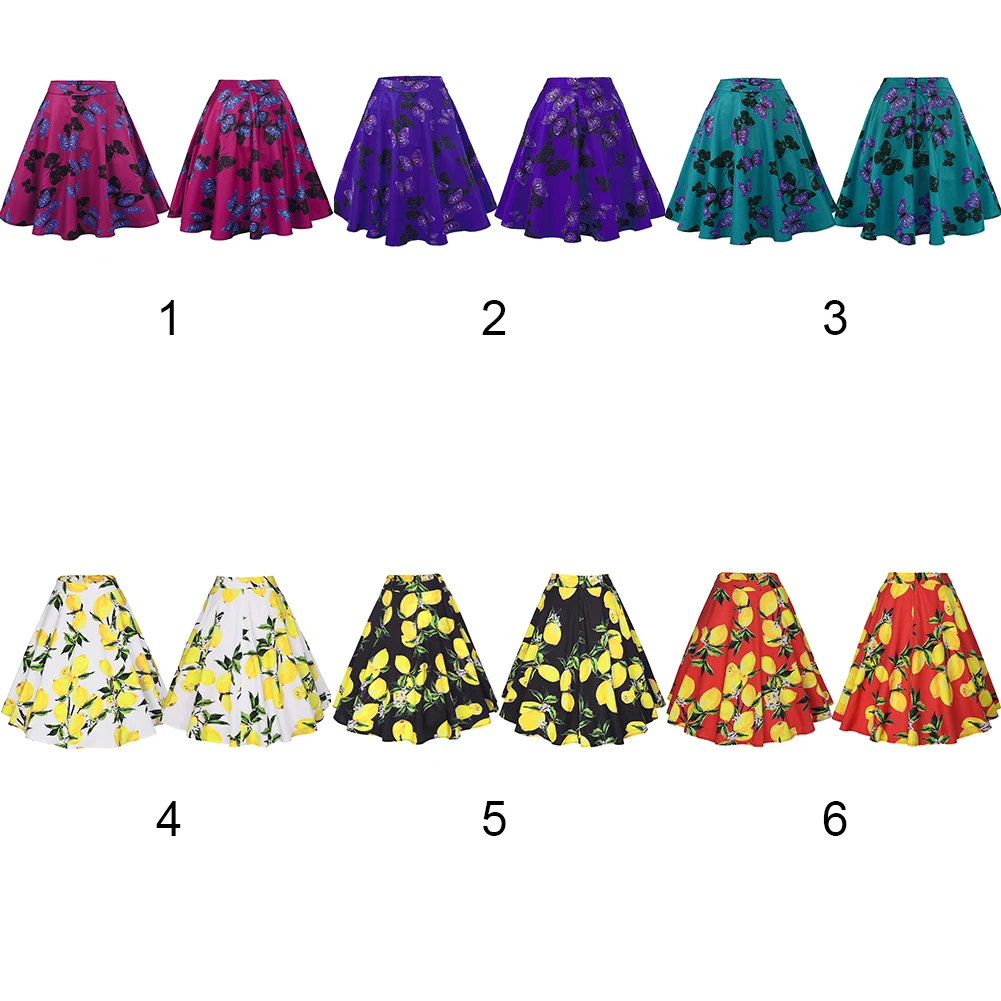 

Fashion Women Retro Floral High Waist Pleated Party A-Line Midi Skater Skirt New