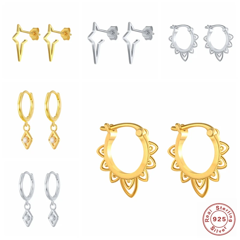 Большие серьги в стиле панк гвоздики модные из стерлингового серебра 925 пробы для