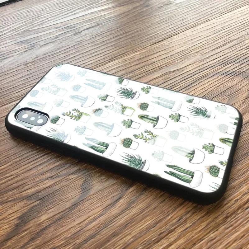 OUTMIX Coque акварельные кактусы для IPhone X 10 XS max XR 6S 6 7 8 Plus стеклянный чехол