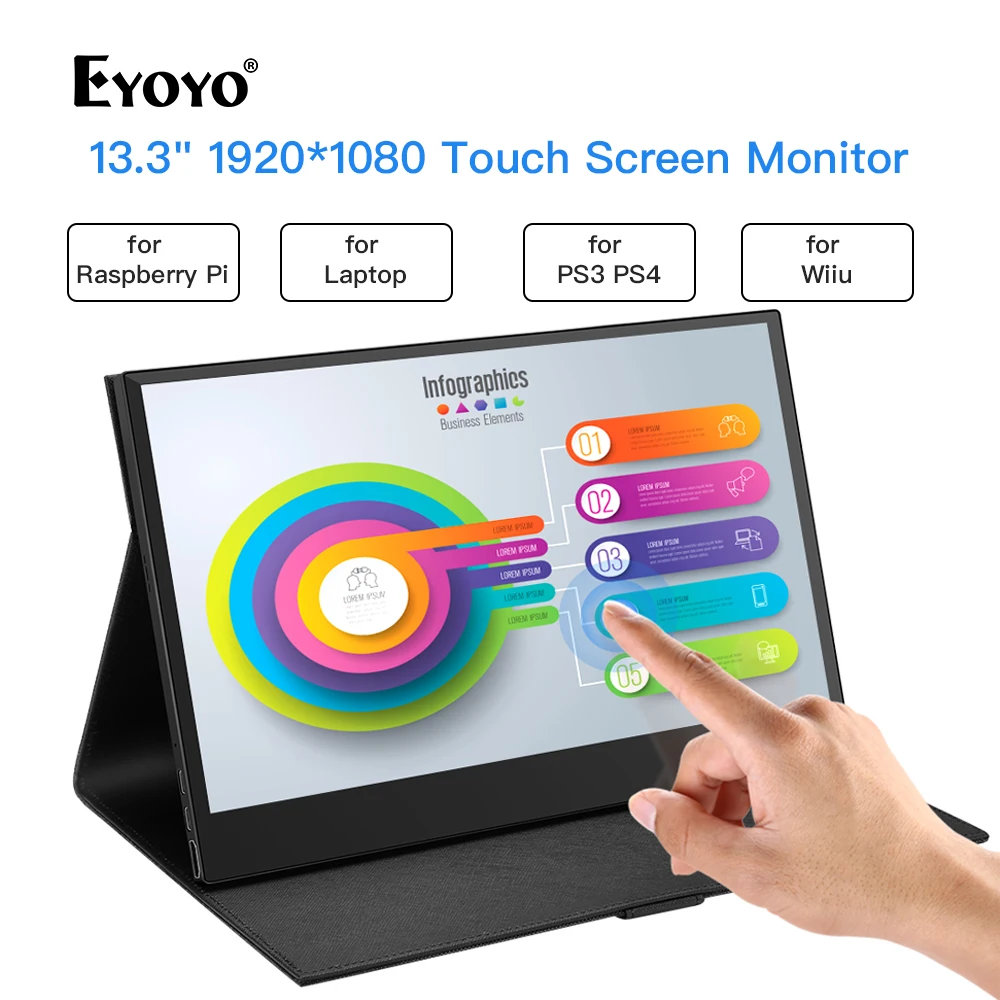 Eyoyo EM13L 13 3 дюймов портативный ПК Тип USB C игровой сенсорный монитор 1920x1080 IPS HDMI ЖК