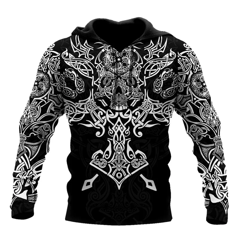 

New casual men's hoodie/sweatshirt Viking wolf tattoo 3D printing unisex zipper hood/sweatshirt fashion street tops cosplay 259