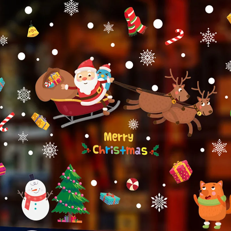 Рождественская наклейки окна Стекло фестиваль стены настенные панно с