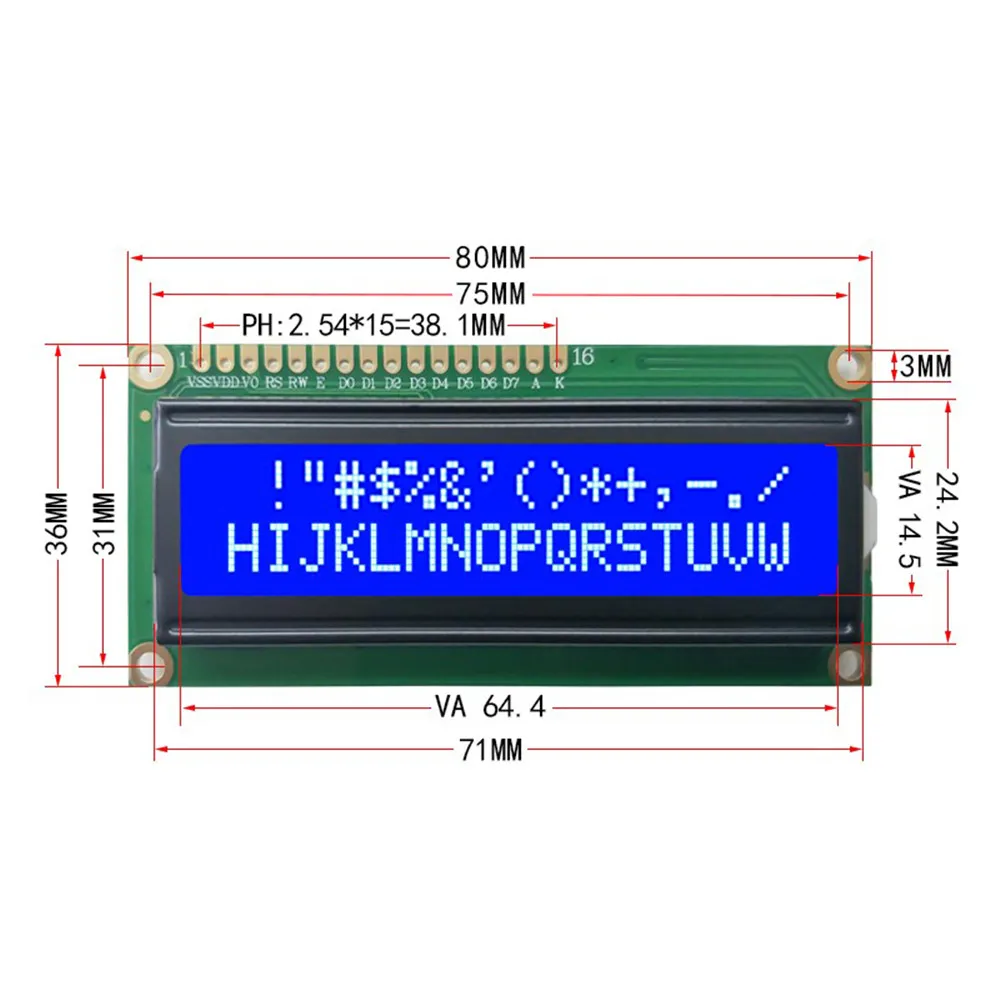 Модуль ЖК 1602 синий/зеленый экран IIC/I2C 16x2 символа дисплей модуль. 5 в зеленый и